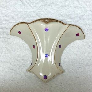 Vintage art deco bough pot vase sconce, gold gilt edging, fleur de lys